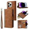 thumbnail image 1 of Dteck for iPhone 15 Pro Max Wallet Case,Soft Leather Zipper Wallet Case Magnetic Buckle Flip Cover with 5 Card Slots/Photo Pocks/Lanyard Strap for Apple iPhone 15 Pro Max 6.7 inch 2023,Brown, 1 of 8