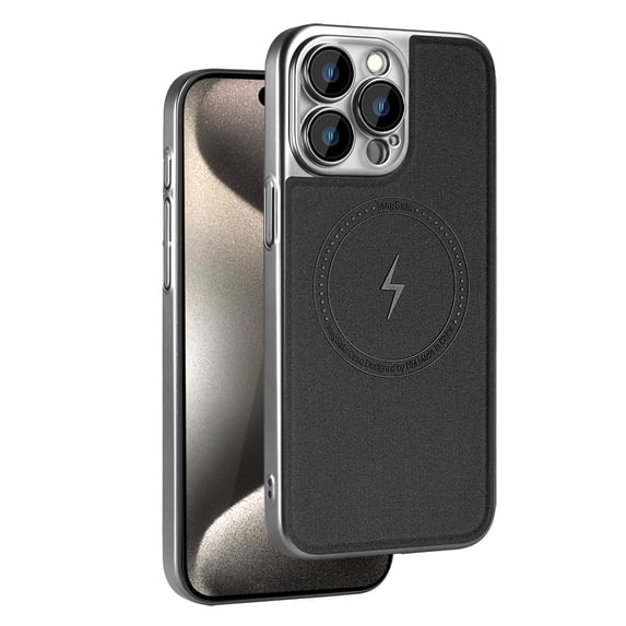 Dteck for iPhone 15 Pro PU Leather Case Compatible with Magsafe, Men Women Elegant Luxury Slim PU Cover Soft Non-Slip Grip Shockproof Protective Phone Cases for iPhone 15 Pro 2023,Black