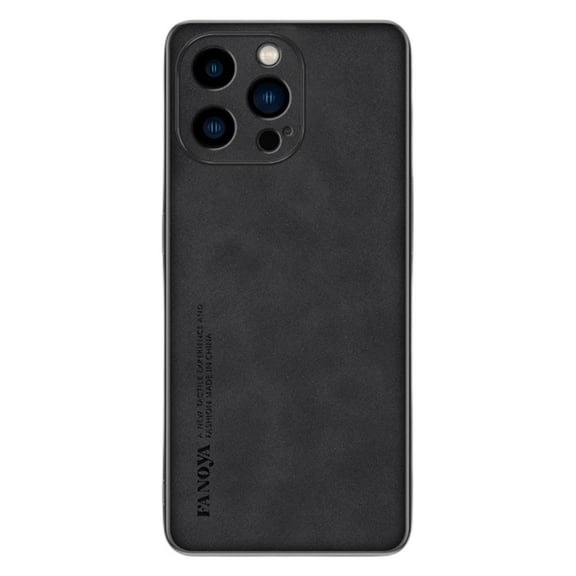 Dteck for iPhone 15 Pro Slim Back Case, Luxury Shockproof Business Retro Premium PU Leather Hybrid Case Cover, Anti-Drop Protective Cover with Lens Protection,Black