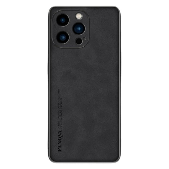 Dteck for iPhone 15 Pro Slim Back Case, Luxury Shockproof Business Retro Premium PU Leather Hybrid Case Cover, Anti-Drop Protective Cover with Lens Protection,Black