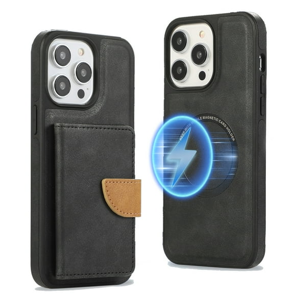 Dteck for iPhone 15 Pro Wallet Case, Compatible with MagSafe, 2 in 1 Magnetic Detachable PU Leather Card Pocket Wallet 15 Pro Phone Case for Women Men,Black