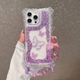 thumbnail image 1 of Dteck for iPhone 16 Case with Bling Glitter Butterfly, Shockproof Front Bumper Protective Phone Cover with Bracelet Wrist Strap for Women Girls,Purple, 1 of 10