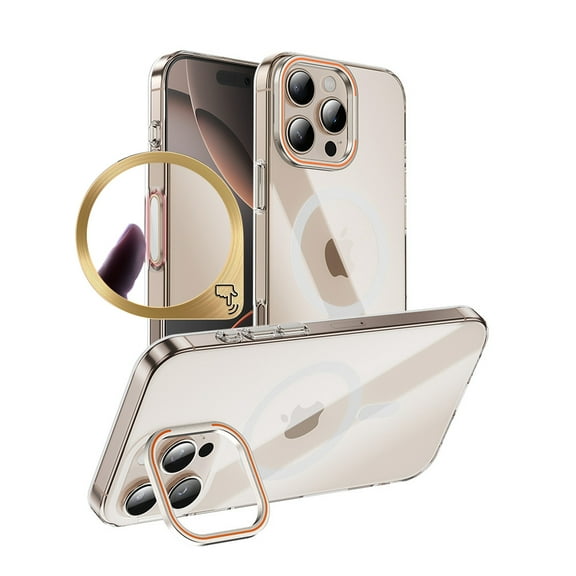 Dteck for iPhone 16 Case with Camera Contral Button, Compatible with MagSafe, Magnetic for iPhone 16 Case with Upgraded Lens Stand, Anti-Yellowing Slim Phone Case 6.1",Clear