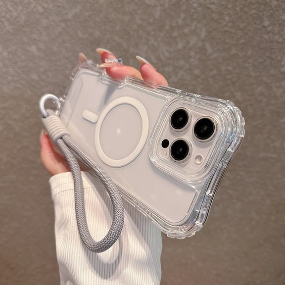 Dteck for iPhone 16 Case Clear Compatible with MagSafe, Heavy Duty Drop Protection Rugged Shockproof 3-Layer Military Protective Tough Strap Durable Cover,Clear