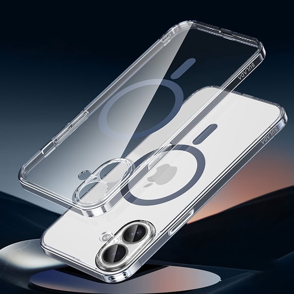 Dteck for iPhone 16 Case Compatible with MagSafe, Scratch-Resistant Hard PC Crystal Clear Phone Case with All-Inclusive Camera Lens Protector for iPhone 16,Blue