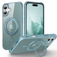 thumbnail image 1 of Dteck for iPhone 16 Case with Invisible Magnetic 360° Rotating Stand,Compatible with MagSafe,Military-Grade Drop Protection Shockproof Bumper Translucent Case for iPhone 16,Blue, 1 of 7