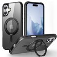 thumbnail image 1 of Dteck for iPhone 16 Case with Invisible Magnetic 360° Rotating Stand,Compatible with MagSafe,Military-Grade Drop Protection Shockproof Bumper Translucent Case for iPhone 16,Black, 1 of 7