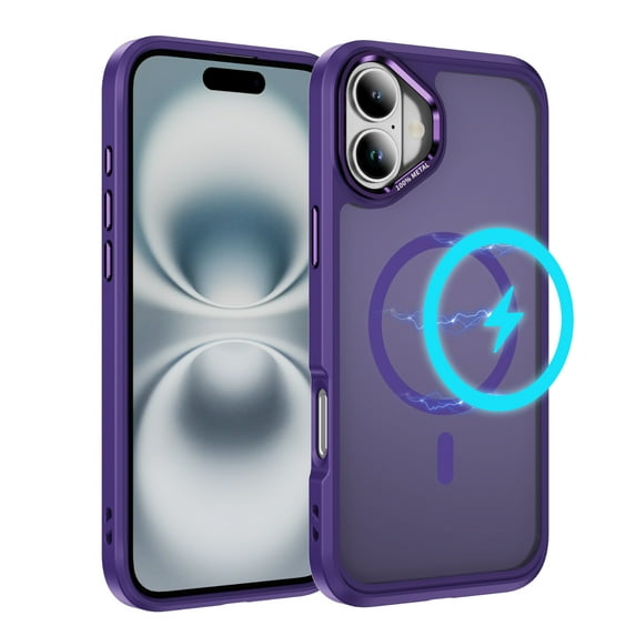 Dteck for iPhone 16 Case with Magnetic, Compatible with MagSafe, Military Drop Protection Slim Translucent Matte Shockproof with Anti-Fingerprint Phone Case,Purple