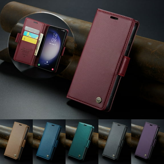 Dteck iPhone 16 Case, RFID Blocking iPhone 16 Wallet Case for Women Men with Card Holder, Magnetic Closure PU Leather Folio Flip Phone Cover for iPhone 16, Winered