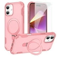 thumbnail image 1 of Dteck for iPhone 16 Case with Screen Protector, Compatible with MagSafe Shockproof Invisible Magnetic Ring Stand Military-Grade Heavy Duty Protection Phone Case, Pink, 1 of 7