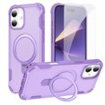 thumbnail image 1 of Dteck for iPhone 16 Case with Screen Protector, Compatible with MagSafe Shockproof Invisible Magnetic Ring Stand Military-Grade Heavy Duty Protection Phone Case, Purple, 1 of 7