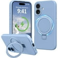 thumbnail image 1 of Dteck for iPhone 16 Case with Stand, Slim Liquid Silicone Phone Cases for iPhone 16 Compatible with MagSafe Magnetic Ring Kickstand Case Full Camera Protection,Blue, 1 of 5
