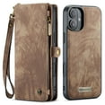 thumbnail image 1 of Dteck for iPhone 16 Case Wallet with Card Holder & Detachable Magnetic Phone Case, Leather All-Round Protection Phone Case with Wrist Strap for Women/Men,Brown, 1 of 8