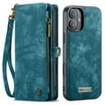 thumbnail image 1 of Dteck for iPhone 16 Case Wallet with Card Holder & Detachable Magnetic Phone Case, Leather All-Round Protection Phone Case with Wrist Strap for Women/Men,Green, 1 of 8