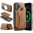 thumbnail image 1 of Dteck for iPhone 16 Magnetic Case with Detachable Wallet Card Holder, Compatible with MagSafe, RFID Blocking Credit Slots Kickstand Shockproof Phone Cover for Women Men,Brown, 1 of 6