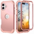thumbnail image 1 of Dteck for iPhone 16 Plus, 3 in 1 Full Body Rugged Shockproof Slim Hybrid Heavy Duty Hard PC Cover Soft Silicone Rugged Bumper Protective Case, Rosegold, 1 of 5