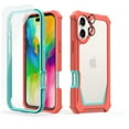 thumbnail image 1 of Dteck for iPhone 16 Plus Case 6.7", Full Body Bumper Phone Case with Glass Screen Protector + Camera Lens Protector, Drop Proof iPhone 16 Plus Cover, Orange Mint, 1 of 6
