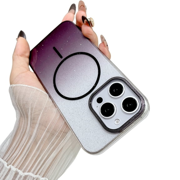 Dteck for iPhone 16 Plus Case Bling Glitter Sparkly Bling Magnetic Compatible with Magsafe Accessory Phone Case for Women, Girly Cute Sparkle Shiny Bright Hard Plastic Cover, Black