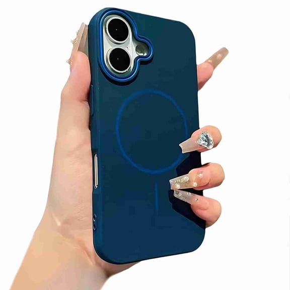 Dteck for iPhone 16 Plus Case,Compatible with MagSafe Accessory, Matte Ultra Thin Soft TPU Rubber Military Grade Drop Protection Slim Fit Shockproof Phone Case, Darkblue