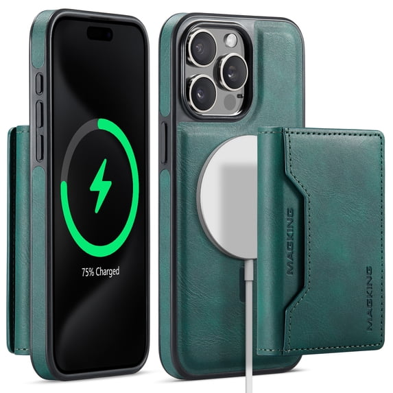 Dteck for iPhone 16 Plus Case Detachable Wallet Case with Card Holder, iPhone 16 Plus Magnetic Case Compatible with MagSafe, PU Leather RFID Blocking Flip Kickstand Credit Slots,Green