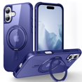thumbnail image 1 of Dteck for iPhone 16 Plus Case with Invisible Magnetic 360° Rotating Stand,Compatible with MagSafe,Military-Grade Drop Protection Shockproof Bumper Translucent Case for iPhone 16 Plus,Klein Blue, 1 of 7