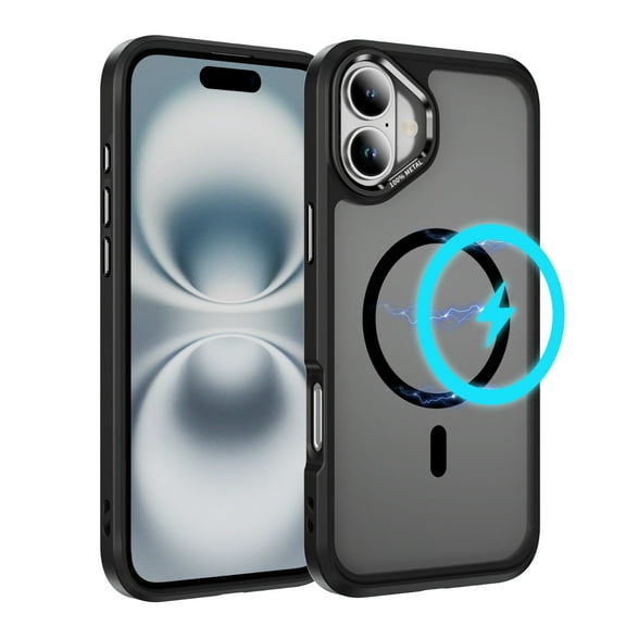 Dteck for iPhone 16 Plus Case with Magnetic, Compatible with MagSafe, Military Drop Protection Slim Translucent Matte Shockproof with Anti-Fingerprint Phone Case,Black