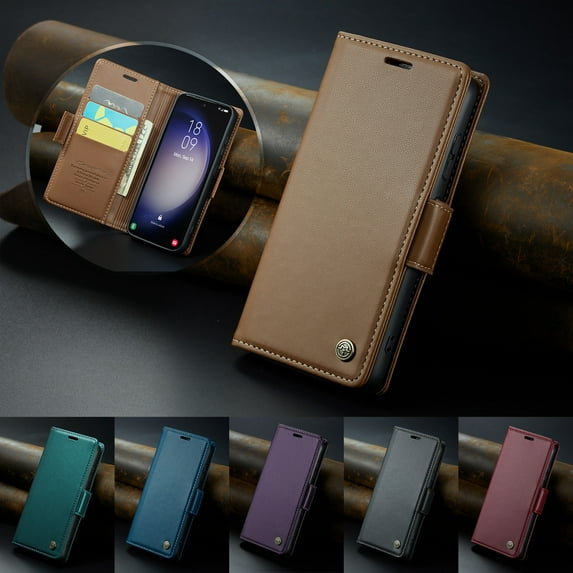 Dteck iPhone 16 Plus Case, RFID Blocking iPhone 16 Plus Wallet Case for Women Men with Card Holder, Magnetic Closure PU Leather Folio Flip Phone Cover for iPhone 16 Plus, Brown