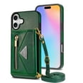 thumbnail image 1 of Dteck for iPhone 16 Plus Crossbody Wallet Case, Card Holder Kickstand Phone Case for Women with Lanyard, Durable Shockproof Slim Back Protective Cover for iPhone 16 Plus,Green, 1 of 8