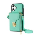 thumbnail image 1 of Dteck for iPhone 16 Plus Crossbody Wallet Case, Card Holder Zipper Phone Case with Shoulder Strap, Durable Leather Purse for Women Compatible with iPhone 16 Plus 6.7 Inch 2024,Mint, 1 of 4