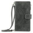 thumbnail image 1 of Dteck for iPhone 16 Plus Wallet Case for Women, iPhone 16 Plus Case with 8-Card Holder, Embossed PU Leather Zipper Pocket Handbag Purse Flip Phone Case with Crossboy Strap,Gray, 1 of 5