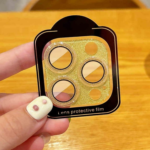Dteck for iPhone 16 Pro Bling Camera Lens Protector Tempered Glass Screen Protector, Bling Glitter Lens Protector Case Friendly Camera Cover for iPhone 16 Pro,Gold