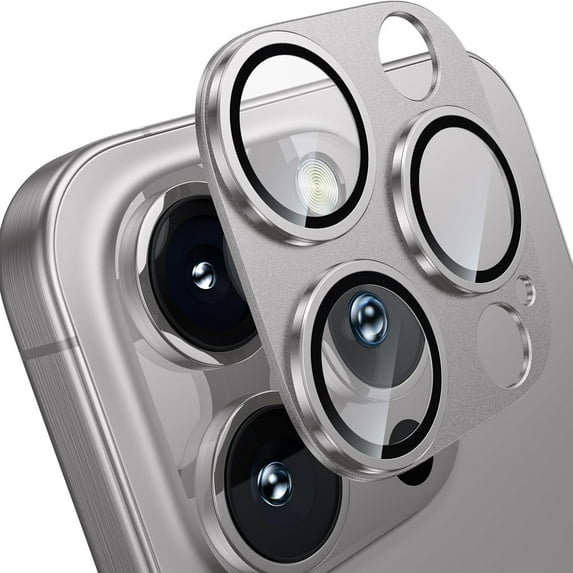 Dteck for iPhone 16 Pro Camera Lens Protector, Military Grade Shatterproof Strong Adsorption Metal Aluminum Alloy Tempered Glass Camera Screen Protector for iPhone 16 Pro,Grey