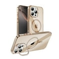 thumbnail image 1 of Dteck for iPhone 16 Pro Case with Built-in Camera Lens Stand, Compatible with MagSafe, Anti-Yellow Clear Military-Grade Protection Magnetic Slim 16 Pro Max Case 6.3",Gold/Diamond, 1 of 7