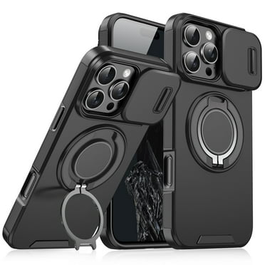 Dteck for iPhone 16 Pro Case with Camera Cover Sliding, Compatible with MagSafe Wireless Charing & Magnetic Car Mount, Rotating Kickstand Shockproof Cover Rugged Case for iPhone 16 Pro,Black