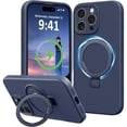 thumbnail image 1 of Dteck for iPhone 16 Pro Case with Stand, Slim Liquid Silicone Phone Cases for iPhone 16 Pro Compatible with MagSafe Magnetic Ring Kickstand Case Full Camera Protection,Navy Blue, 1 of 5