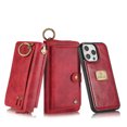 thumbnail image 1 of Dteck for iPhone 16 Pro Case Wallet with 14-Card Holder Soft PU Leather Handbag Purse with Metal Clip, Zipper Pocket Wallet with Detachable Phone Case for iPhone 16 Pro,Red, 1 of 7