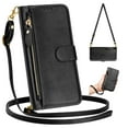 thumbnail image 1 of Dteck for iPhone 16 Pro Case for Women, Crossbody Wallet Phone Case with Card Holder, PU Leather Magnetic Closure Flip Zipper Strap Wallet Phone Case,Black, 1 of 8
