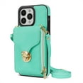 thumbnail image 1 of Dteck for iPhone 16 Pro Crossbody Wallet Case, Card Holder Zipper Phone Case with Shoulder Strap, Durable Leather Purse for Women Compatible with iPhone 16 Pro 6.3 Inch 2024,Mint, 1 of 7