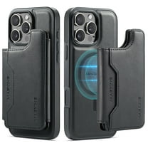 Dteck for iPhone 16 Pro Magnetic Case with Detachable Wallet Card Holder, Compatible with MagSafe, RFID Blocking Credit Slots Kickstand Shockproof Phone Cover for Women Men,Black
