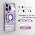 thumbnail image 1 of Dteck for iPhone 16 Pro Magnetic Clear Case,Compatible with MagSafe Ring Bracket Invisible Stand Folding Holder Crystal Transparent Plating Magnetic for Car Mount Holder Cover,Lightpurple, 1 of 6