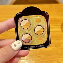 Dteck for iPhone 16 Pro Max Bling Camera Lens Protector Tempered Glass Screen Protector, Bling Glitter Lens Protector Case Friendly Camera Cover for iPhone 16 Pro Max,Gold