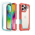 thumbnail image 1 of Dteck for iPhone 16 Pro Max Case 6.9", Full Body Bumper Phone Case with Glass Screen Protector + Camera Lens Protector, Drop Proof iPhone 16 Pro Max Cover, Orange Mint, 1 of 6