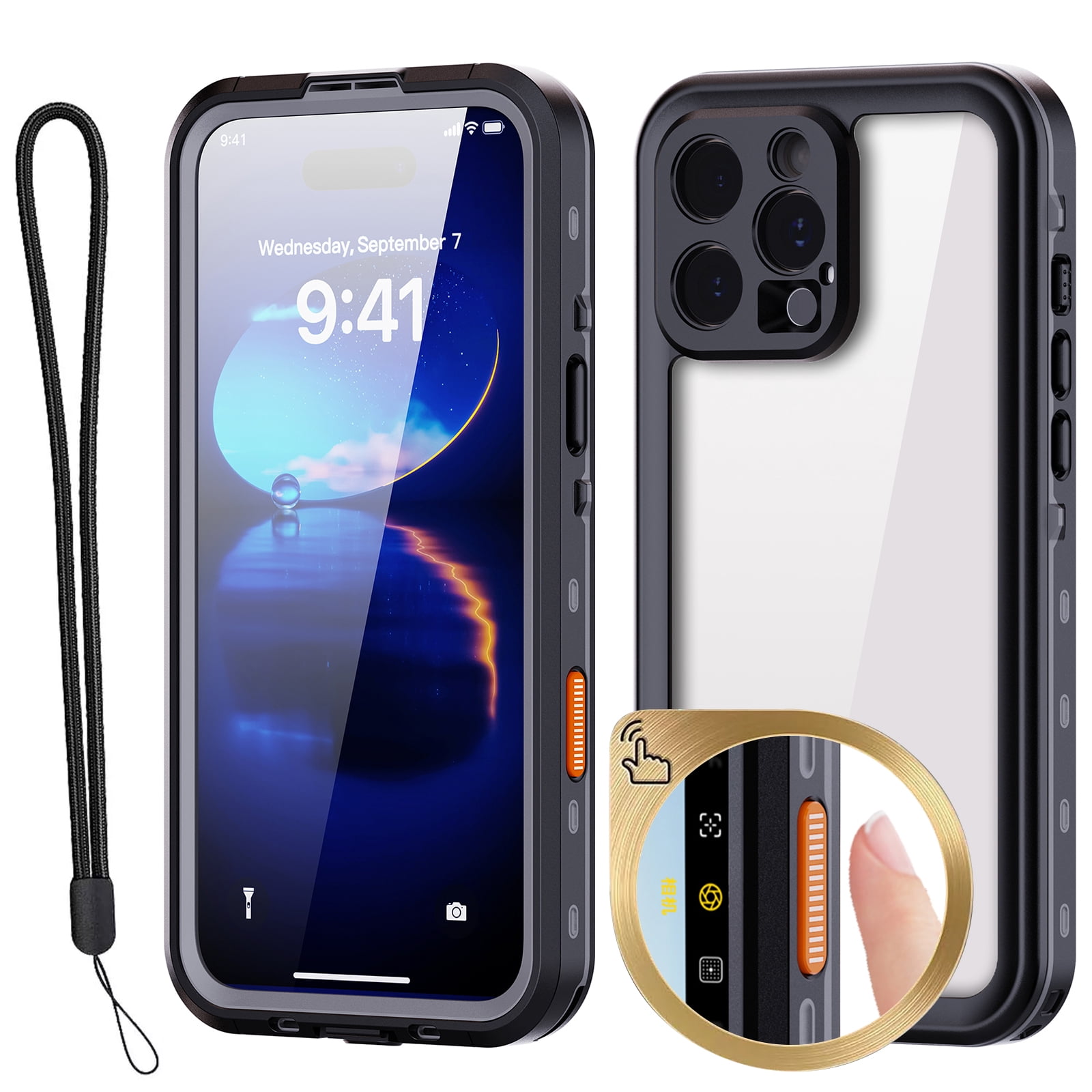 Dteck for iPhone 16 Pro Max Case with Camera Control Button, Waterproof with Built-in Screen Protector Military Grade Shockproof Dustproof Full Body Protective Phone Case for iPhone 16 Pro Max,Black