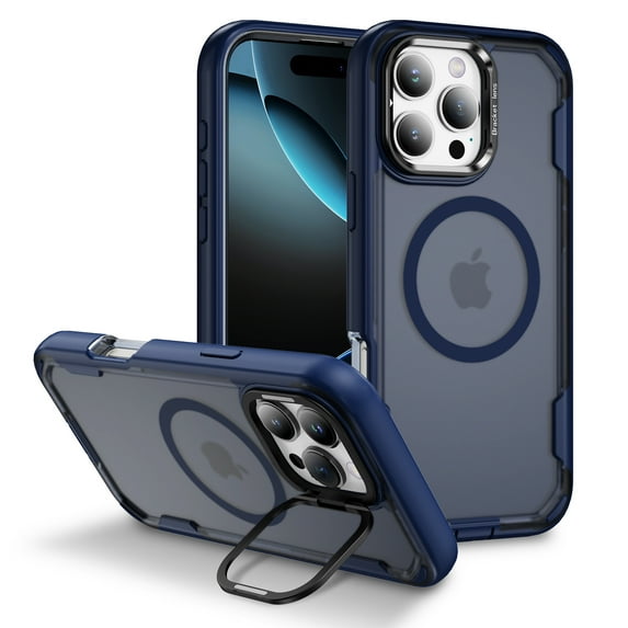 Dteck for iPhone 16 Pro Max Case with Camera Stand, Military-Grade Drop Protection Magnetic Phone Case Compatible with MagSafe Accessories, Frosted Blue
