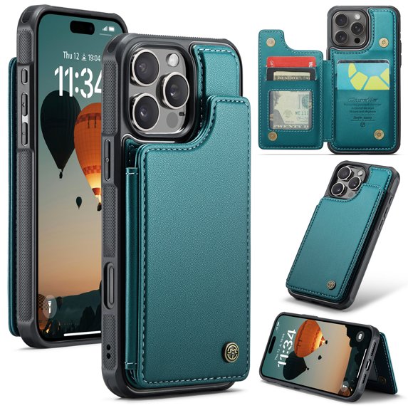 Dteck for iPhone 16 Pro Max Case with Card Holder, PU Leather Wallet Case for Women Men with RFID Blocking Card Slot Magnetic Closure Shockproof Protective Phone Cover for iPhone 16 Pro Max,Blue