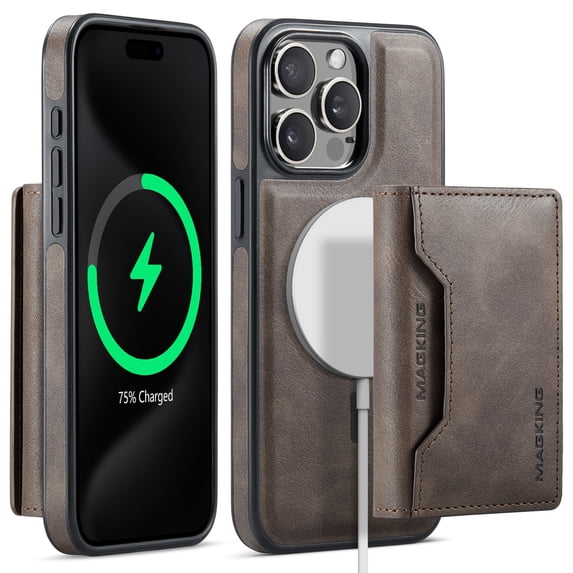 Dteck for iPhone 16 Pro Max Case Detachable Wallet Case with Card Holder, iPhone 16 Pro Max Magnetic Case Compatible with MagSafe, PU Leather RFID Blocking Flip Kickstand Credit Slots,Coffee