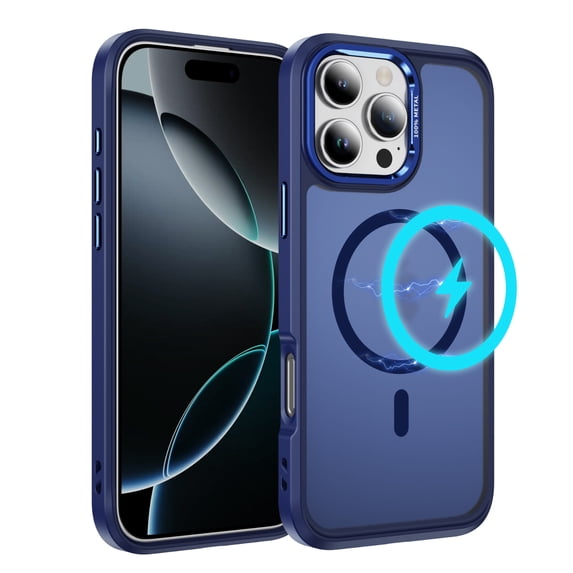 Dteck for iPhone 16 Pro Max Case with Magnetic, Compatible with MagSafe, Military Drop Protection Slim Translucent Matte Shockproof with Anti-Fingerprint Phone Case,Deep Blue