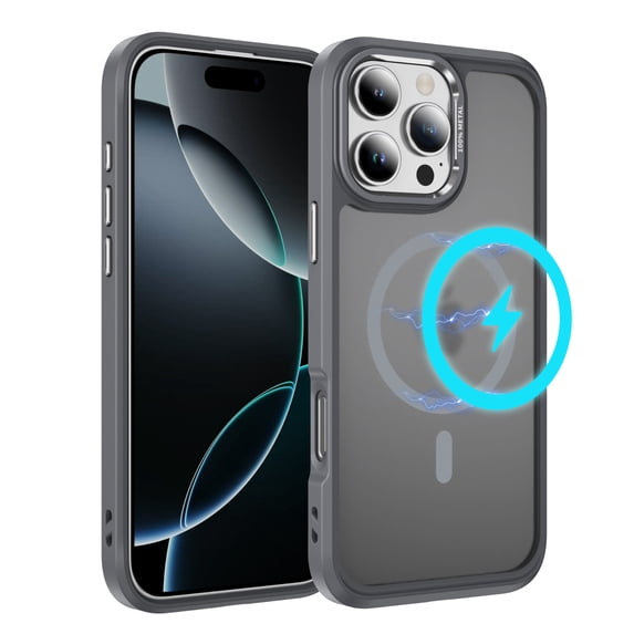 Dteck for iPhone 16 Pro Max Case with Magnetic, Compatible with MagSafe, Military Drop Protection Slim Translucent Matte Shockproof with Anti-Fingerprint Phone Case,Gray