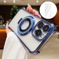 thumbnail image 1 of Dteck for iPhone 16 Pro Max Case for Metal Ring Kickstand with Glass Screen Protector, Military Grade Drop Protection Four Corners Shockproof Bling Durable Slim Stand Case for iPhone 16 Pro Max, Blue, 1 of 6