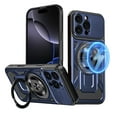 thumbnail image 1 of Dteck for iPhone 16 Pro Max Case with Stand, Military Grade Drop Protection, Shockproof Magnetic Phone Case with Rotating Ring Holder, Compatible with MagSafe Accessories,Blue, 1 of 8